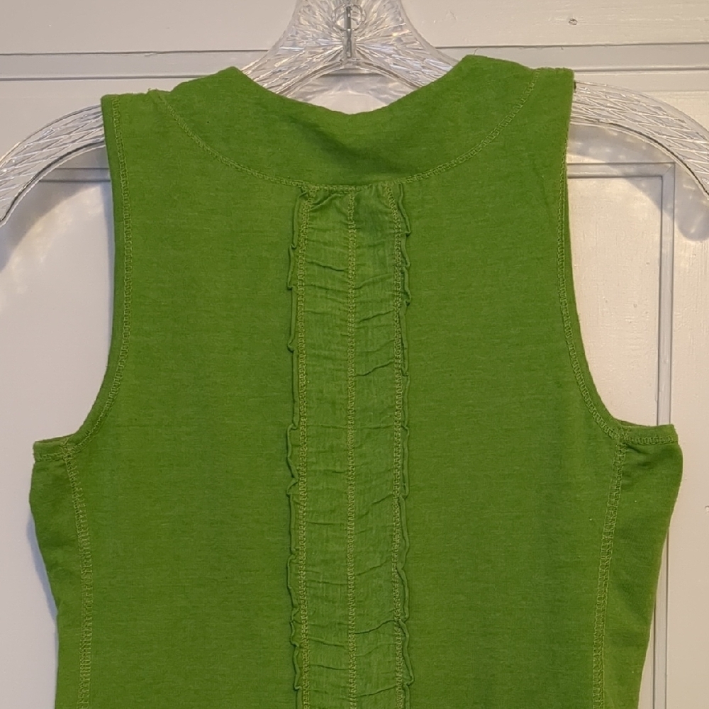 Green Y2K Ruffle Racerback Sleeveless Tank Top Cotton Small